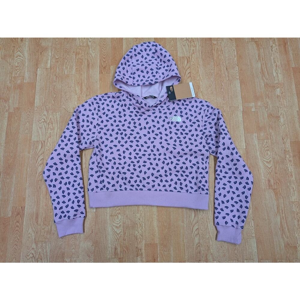 The North Face Girl's Size XL Lupine Logo Print Camp Fleece Pullover Hoodie NWT